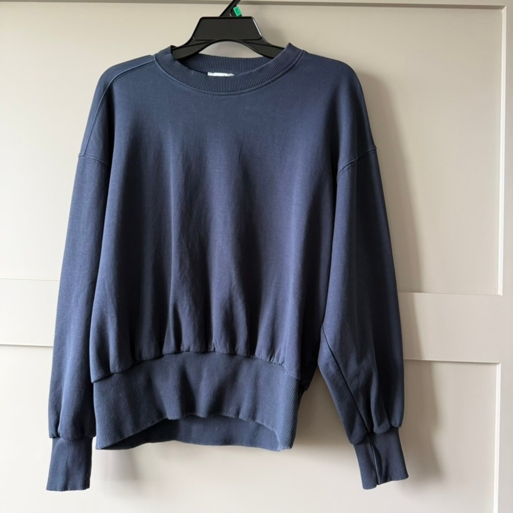 Mavi Sweatshirt Womens S Navy Blue Crewneck Relaxed Drop Shoulder Pullover Top